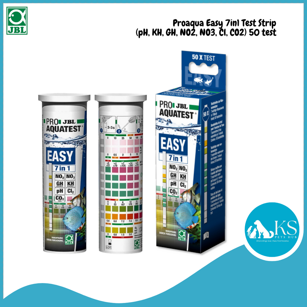 JBL Proaqua Easy 7in1 Test Strip (pH, KH, GH, NO2, NO3, Cl, CO2) 50 test Fish & Aquatic