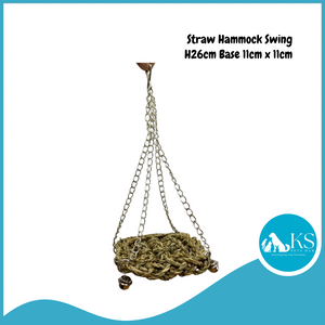 KSPH Straw Square Hanging Hammock Swing with Bell PT-311