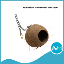 Load image into Gallery viewer, Bengy Coconut Husk Nesting Parrot Bird House Nest 5 inch size