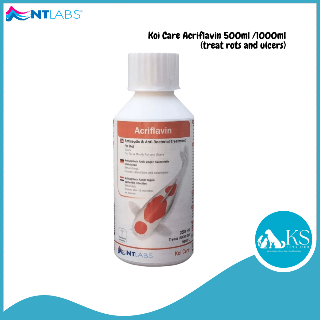 NT LABS Koi Care Acriflavin 500ml /1000ml (treat rots and ulcers) Fish & Aquatic