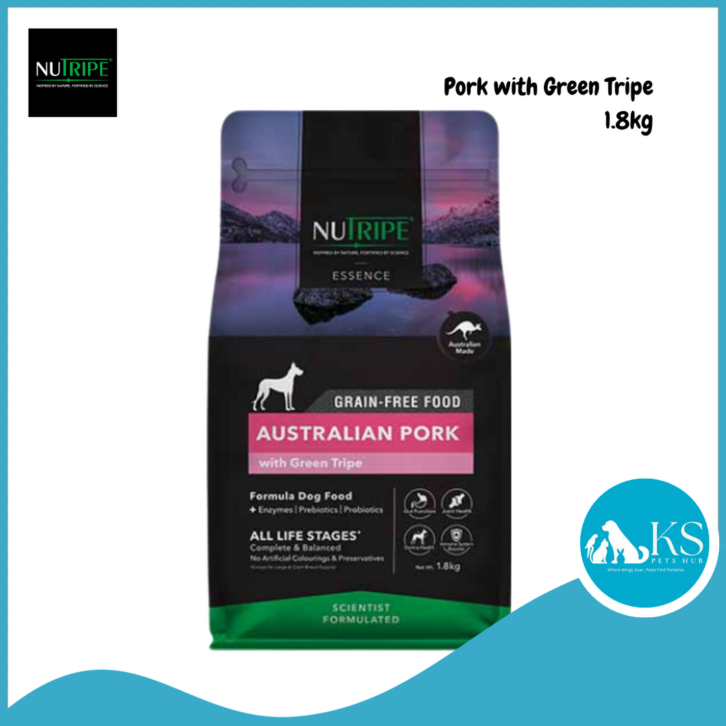 Nutripe Essence Australian Pork with Green Tripe 200g/1.8kg Dog Feed
