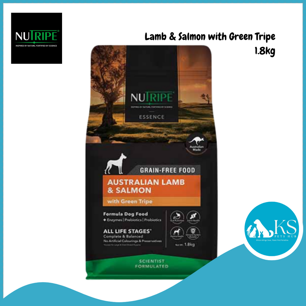 Nutripe Essence Australian Lamb and Salmon with Green Tripe 1.8kg Dog Feed