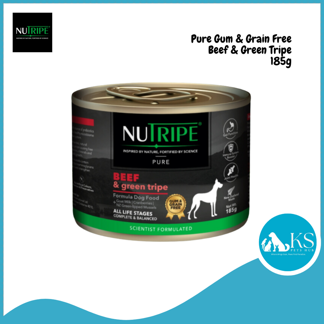 Nutripe Pure Dog (Gum & Grain Free) Beef & Green Tripe 185g