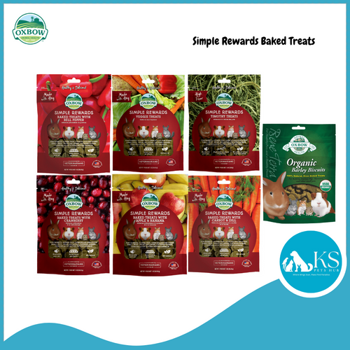 Oxbow Simple Rewards Assorted Flavors Barley Cranberry Strawberry Apple Banana Timothy Veggie Carrot Dill Bell Pepper Treats 1oz Small Animals Treats