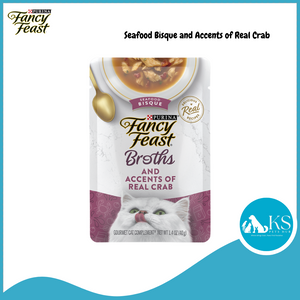 Purina Fancy Feast Broths Seafod Bisque & Classic Wet Cat Food 40g x 16 pouches - Assorted Flavors