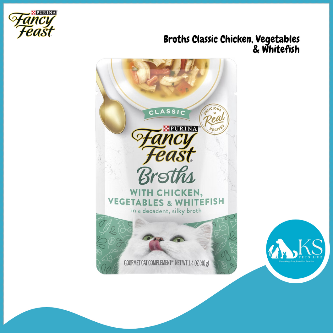 Purina Fancy Feast Broths Seafod Bisque & Classic Wet Cat Food 40g x 16 pouches - Assorted Flavors