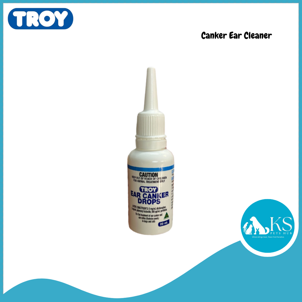 Troy Canker Ear Cleaner Drops 20ml Ear Mites for Cats & Dogs