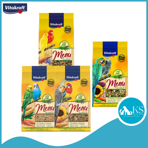 Vitakraft Birds Menu Canary 1kg/ Budgie Lovebird 800g / Parrot 1kg Bird Food