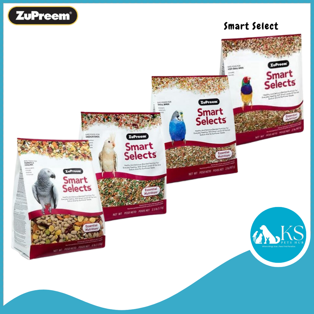 Zupreem Smart Select Very Small / Small / Medium / Parrot / Large Bird Macaw Bird Feed