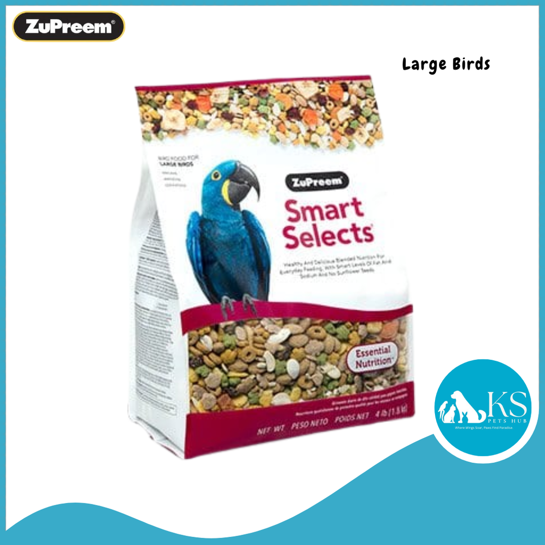 Zupreem Smart Select Very Small / Small / Medium / Parrot / Large Bird Macaw Bird Feed