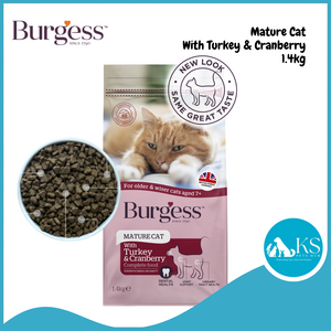 Burgess Cat Mature Turkey & Cranberry 1.4kg Cat Feed