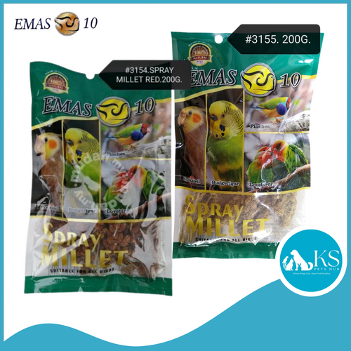 Emas 10 Yellow / Red Millet Spray Seeds 200g #3155 #3154