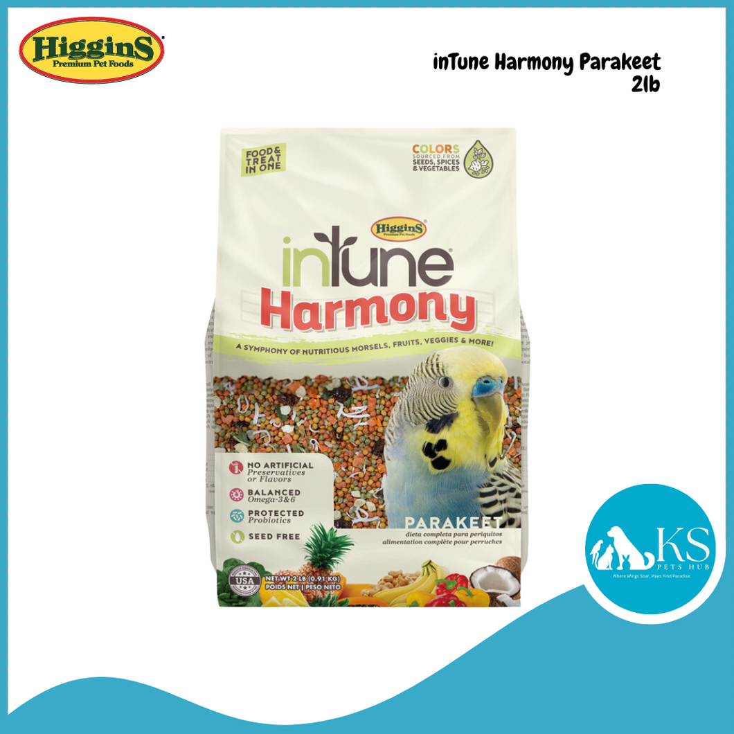 HigginS Intune Harmony Parakeet Conure & Cockatiel 2lb / Parrot & Large Birds 3lb Bird Feed