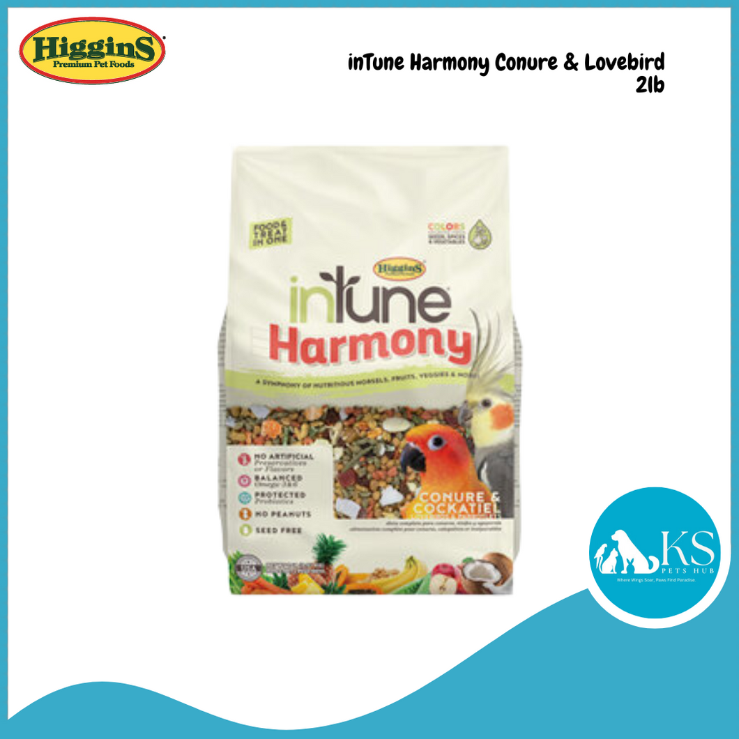 HigginS Intune Harmony Parakeet Conure & Cockatiel 2lb / Parrot & Large Birds 3lb Bird Feed