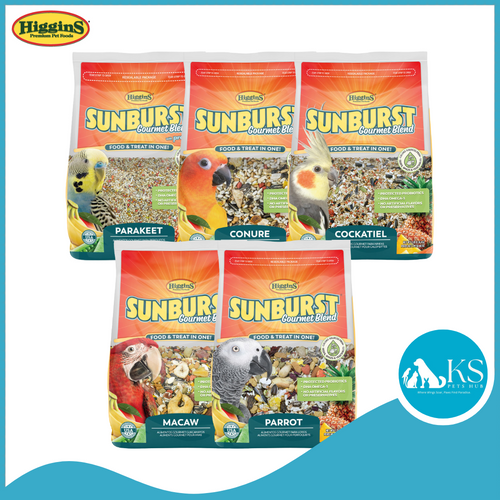 Higgins Sunburst Parakeet 2lb/ Conure 3lb / Cockatiel 3lb/ Parrot 3lb/ Macaw 3lb Bird Feed