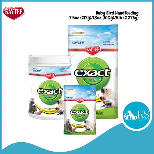 Kaytee Exact Hand Feeding for Baby Birds 5lb (2.26kg)/ 18oz (510g) Bottle/ 7.5oz (213g) Bird Feed