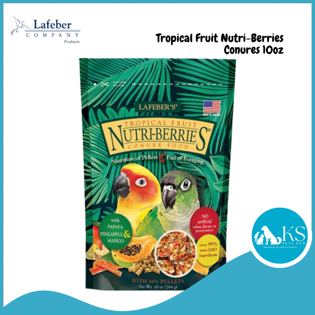 Lafeber Tropical Fruit Nutri-Berries for Cockatiel Conure Amazon Macaw 10oz Bird Feed Treats