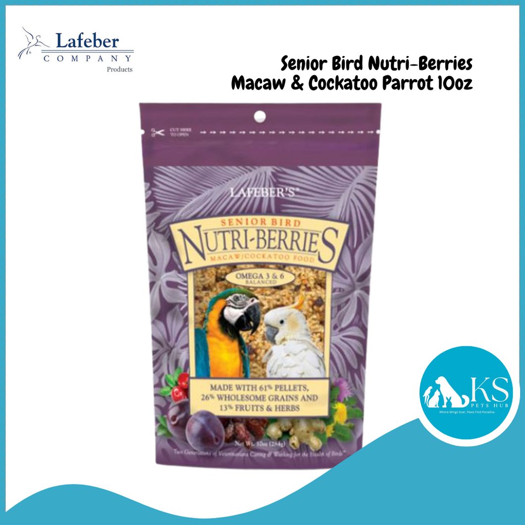 Lafeber Senior Bird Nutri-Berries for Macaw & Cockatoo Parrot 10oz Parrot Bird Food Diet