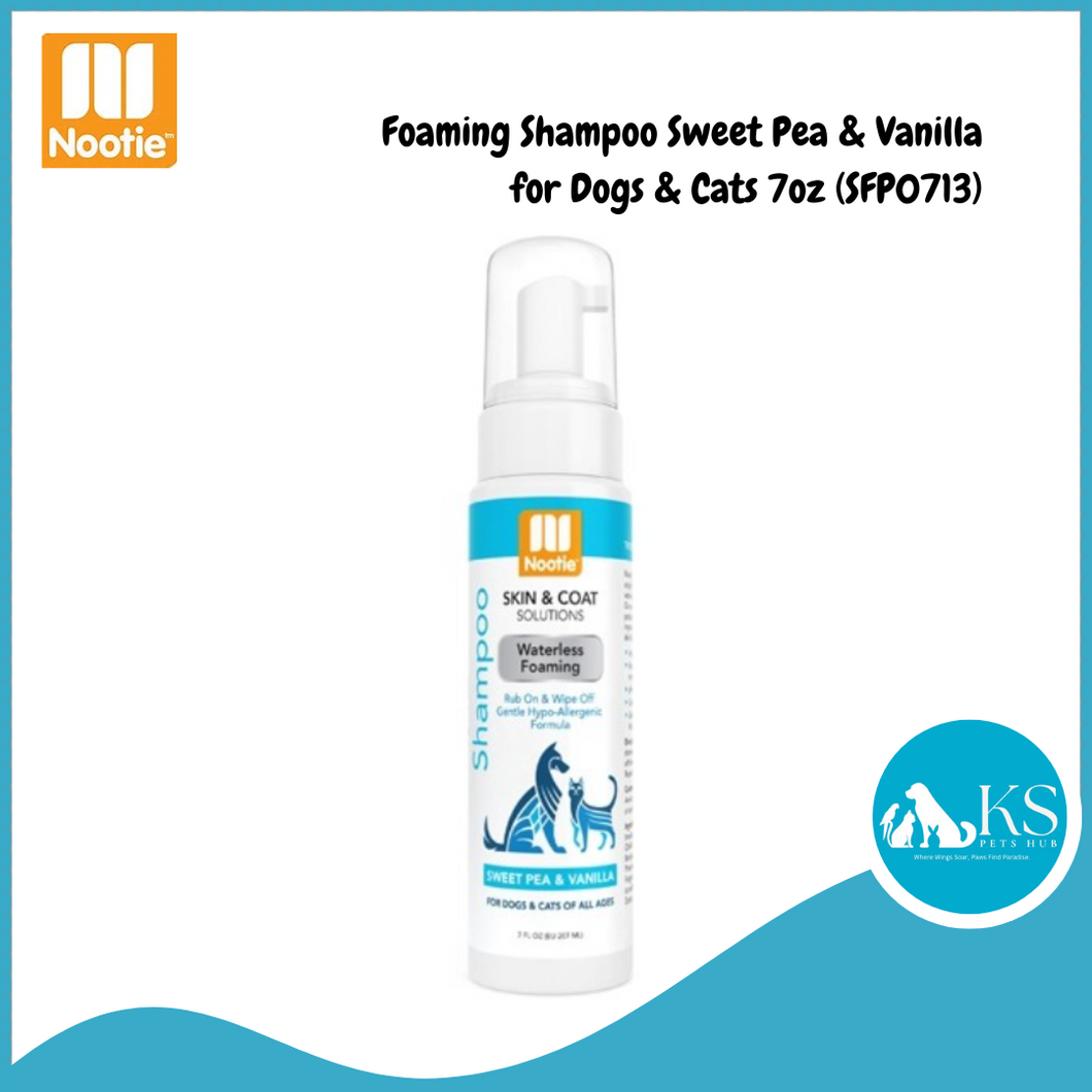 Nootie Waterless Hypoallergenic Foaming Shampoo Sweet Pea & Vanilla for Dogs & Cats 7oz (SFP0713)