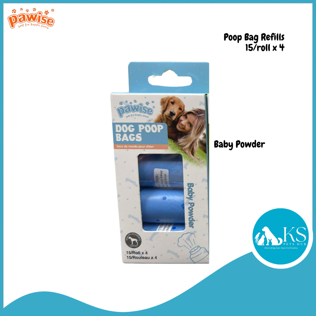 Pawise Scented Biodegradable Handy Poop Bags 15/roll x 4 Pet Waste Bags