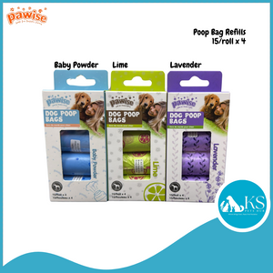 Pawise Scented Biodegradable Handy Poop Bags 15/roll x 4 Pet Waste Bags