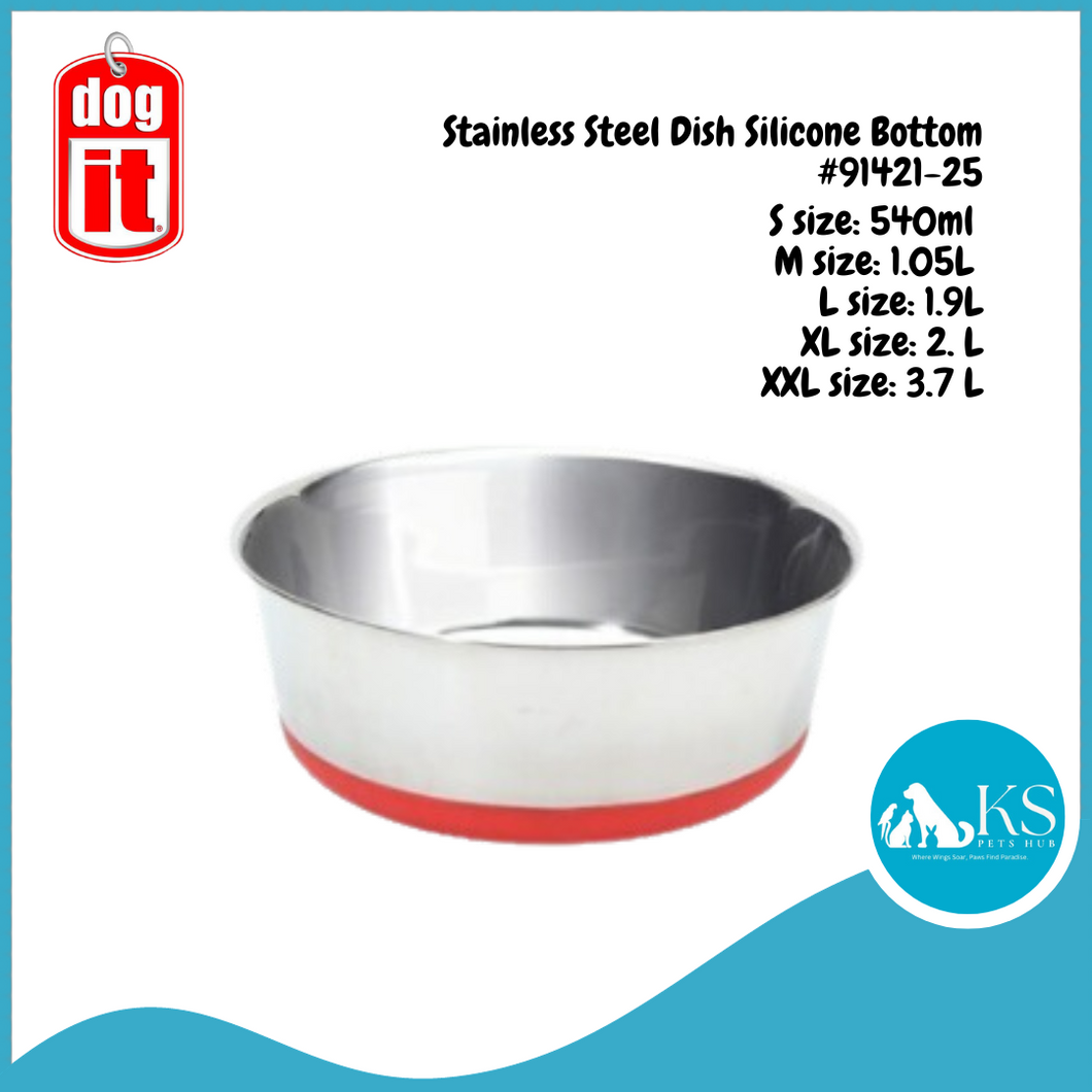 Dogit Design Stainless Steel Dish Silicone Bottom (91421, 91422, 91423, 91424, 91425)