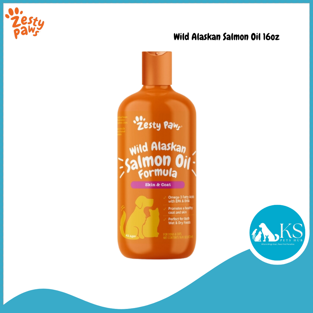 Zesty Paws Wild Alaskan Salmon Oil 8oz/16oz/32oz For Cats & Dogs Supplements
