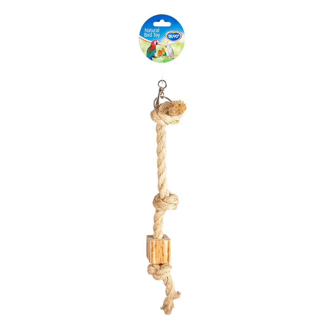 Laroy Duvo+ #11577 Climbing Rope in Sisal and Wooden BBQ block Parrot Bird Toy 56cm