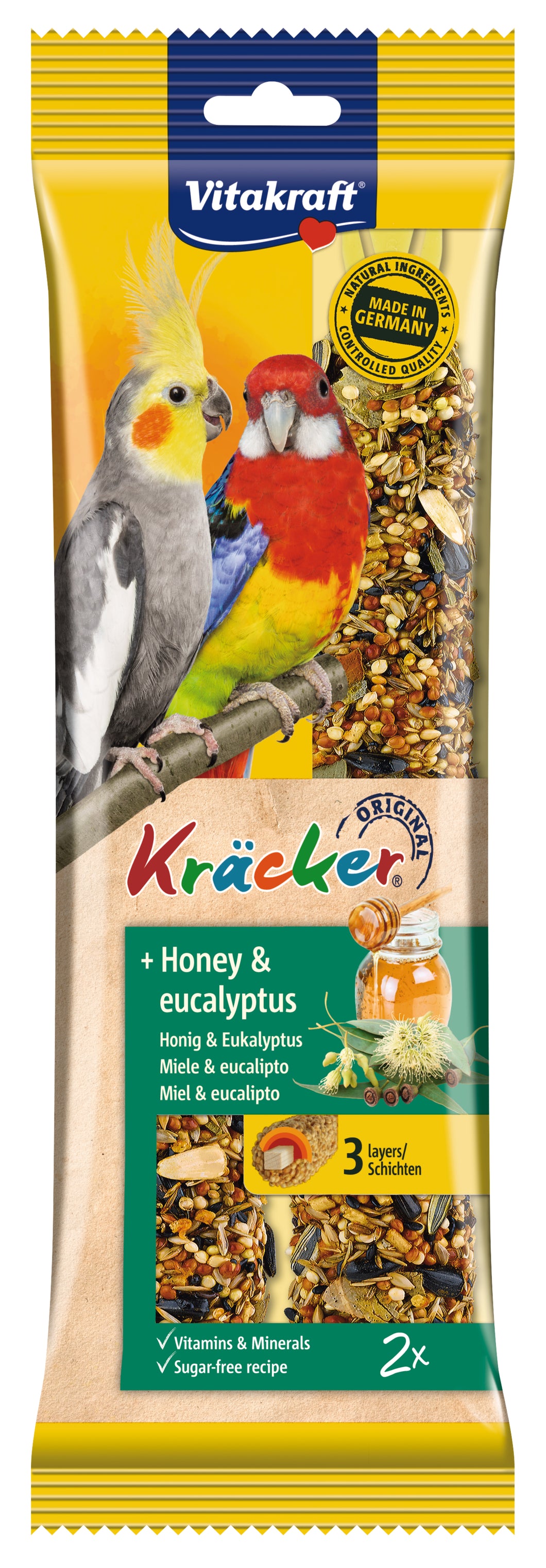 Vitakraft Birds Kräcker Original + Honey & Eucalyptus Cockatiel 2pcs