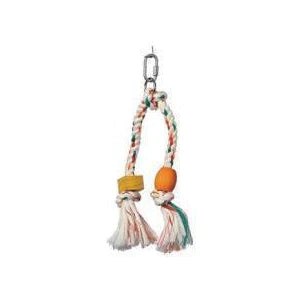 Living World Junglewood Bird Toy #81141 - Double Rope Tassel with Block and Bead