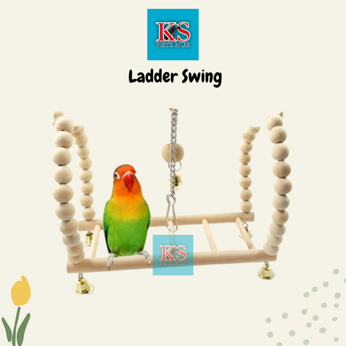 Wood Ladder Swing Pearl Balls in Natural Color For Parrot Bird Toys (KSPH0015)