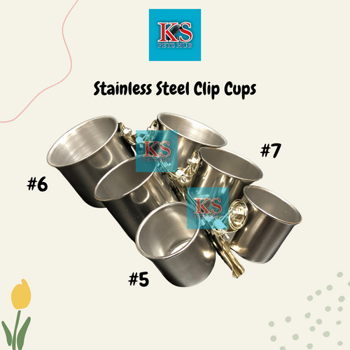 KSPH Stainless Steel Clip Cups 3 sizes For Parrot Bird Feed (KSPH0005/KSPH0006/KSPH0007)