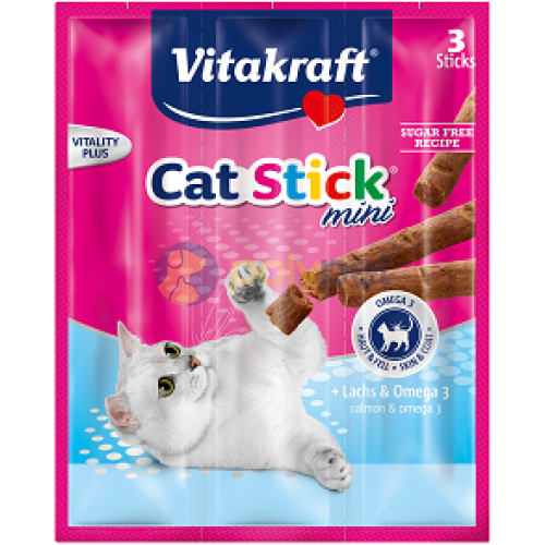 Vitakraft Cat Stick Mini Salmon & Omega 3 Treats 3 Sticks