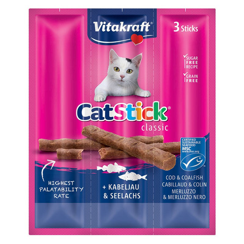 Vitakraft Cat Stick Mini Cod & Coalfish Treats 3 Sticks