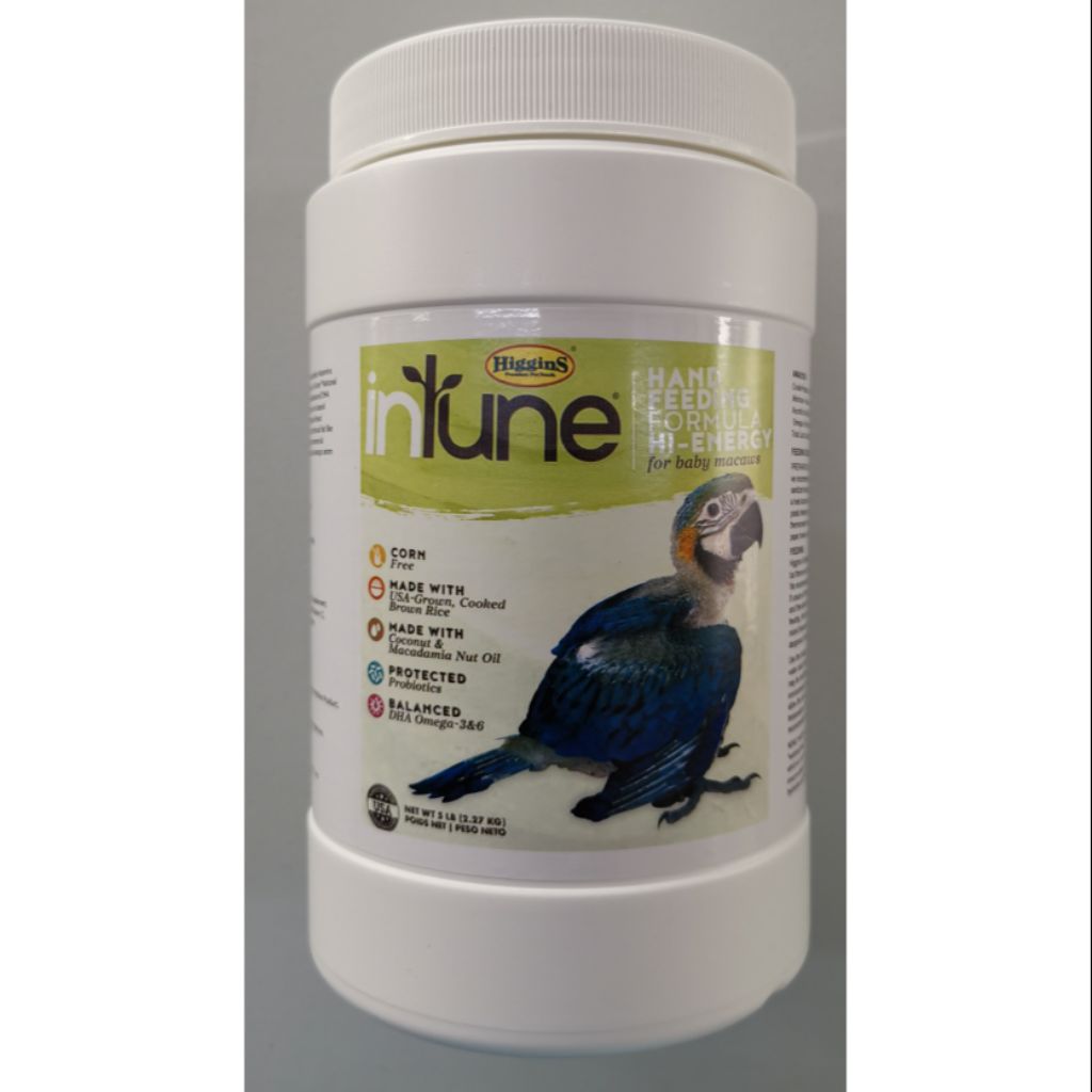 HigginS Intune High Energy Hand Feeding Formula 10z/5lb Parrot Baby Bird Food Diet