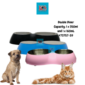 Dogit Dog Double Diner Capacity: 1 x 350ml and 1 x 160ml #73757-59